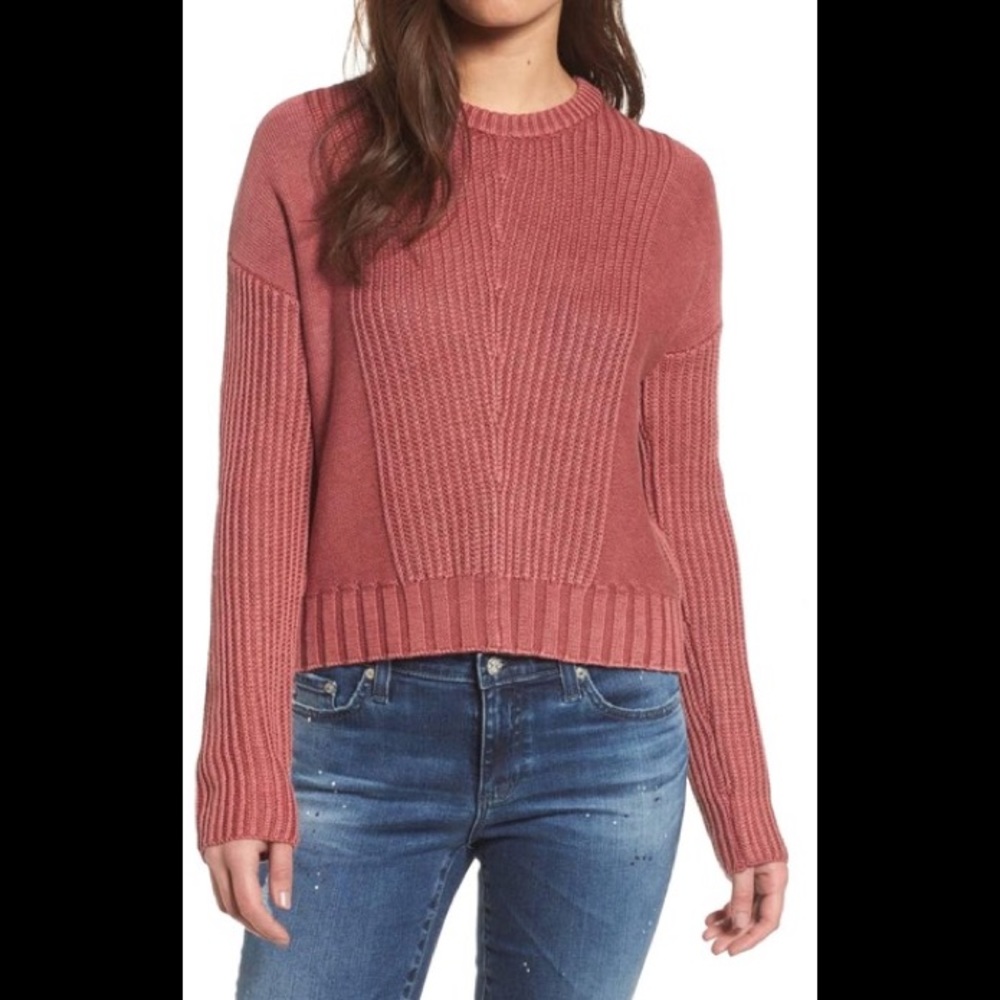 Evan Ribbed Long Sleeve Size Small Pink Sweater